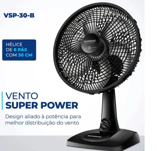 NOVO- Ventirador 6 pás na Caixa, com Garantia VSP 30B Super Power 30cm 6 pas.