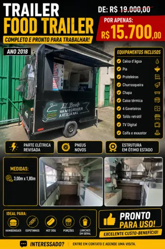 ? FOOD TRAILER COMPLETO - PRONTO PARA TRABALHAR ?