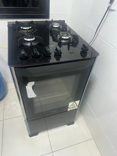 Fogão 4 Bocas Preto Mesa de Vidro Dako Magister