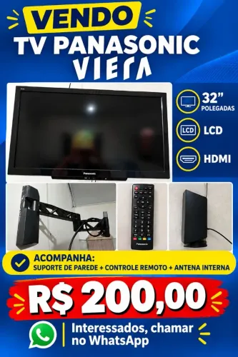 TV PANASONIC 32' VIERA DE 200 REAIS , leva antena e controle.