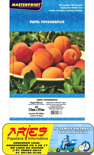 PAPEL FOTO GLOSSY DUPLA FACE 180G A4 20 FOLHAS MASTERPRINT