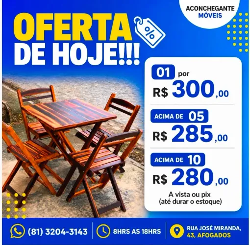 Mesa e cadeiras dobráveis