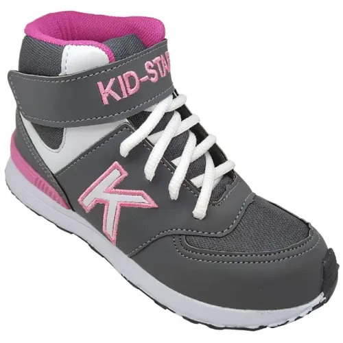 Tênis Infantil Feminino Cano Alto KidStar Bota Grafite Pink K3GP