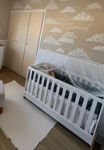 Berço mini cama com colchão e mosquiteiro