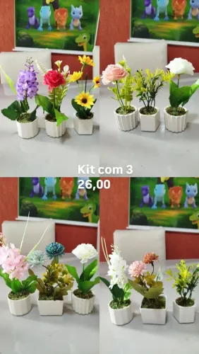 Vasinho de flores artificiais 3 por 26,00
