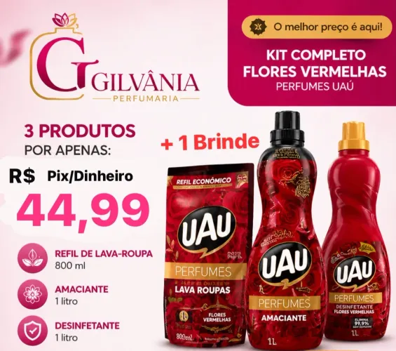 Kit Uau Flores vermelhas