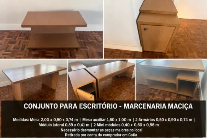 conjunto para escritório marcenaria maciça