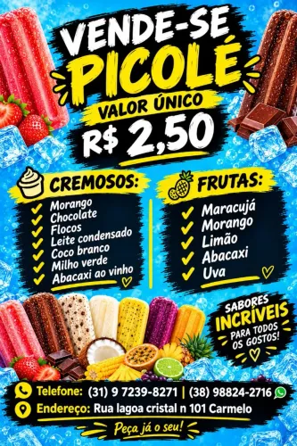 Picolés Cremosos e de Frutas