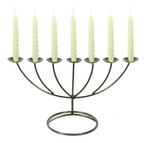Menorah Judaico Porta Vela Castiçal Candelabro 7 Velas Luz