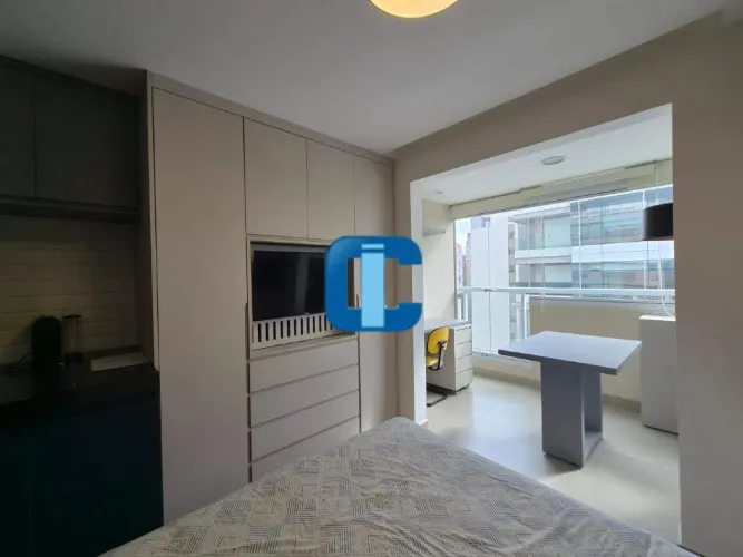 Apartamento Estúdio Mobiliado para Locação em Pinheiros 1 Dormitório, Varanda Gourmet e 1
