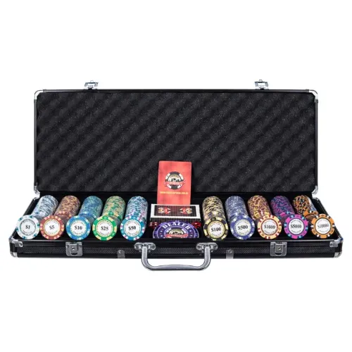 Poker Monte Carlo 3-Tone com 500 fichas ceramica 14gms Profissional sem uso