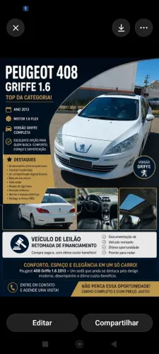 Peugeot 408 Sedan Griffe 1.6 Turbo 16V 4P Aut. 2013