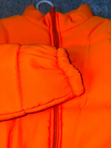 Jaqueta Puffer Cropped Laranja Neon - Tamanho M