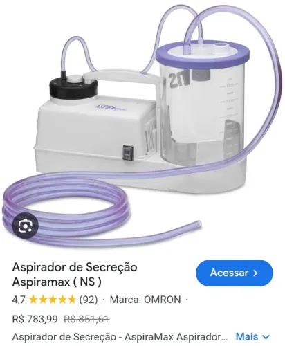Aspirador de secreção usado pouquíssimas vezes