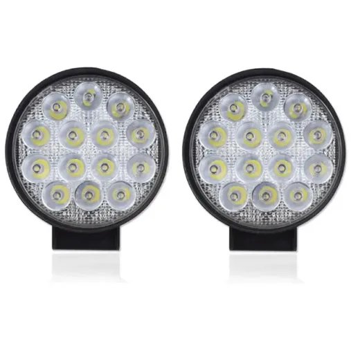 Kit 2 Farol Milha 14 Leds 42w 12v/24v Redondo