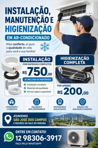 INSTALAÇÃO AR CONDICIONADO MATÉRIAS INCLUSO