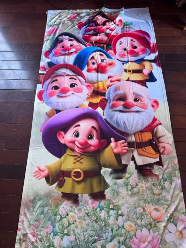 Painel sete anões branca de neve cut em tecido