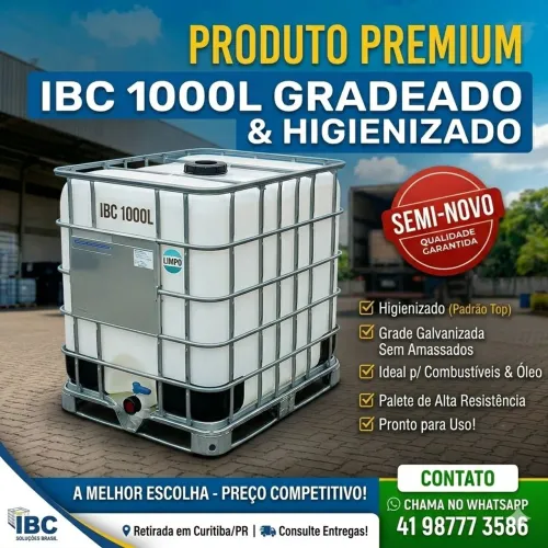 IBC GRADEADO 1000L SEMI NOVOS EXCELENTE PARA COMBUSTÍVEIS.