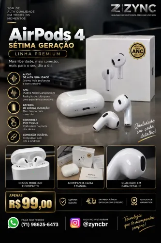 FONE AIRPODS 4 - 7 GERAÇÃO LINHA PREMIUM