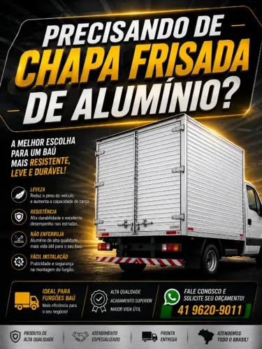 Chapa de Aluminio Frisada para Baú Caminhão Furgão