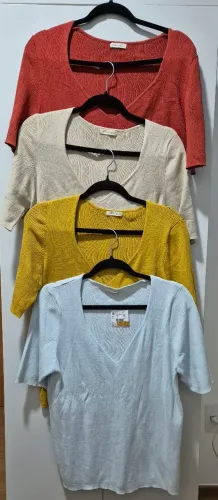 LOTE COM 4 BLUSAS MANGA 3/4 - TAMANHO GG
