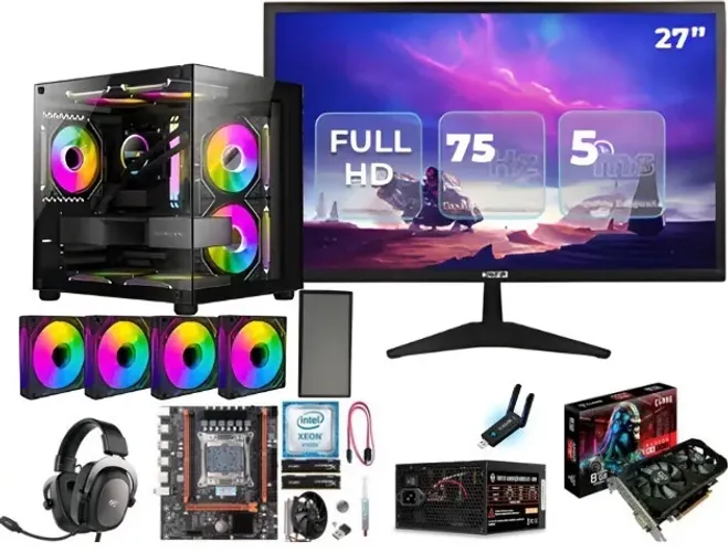 *PC Gamer Montado* Configurações: Gabinete Gamer Aquário Com 4 Fans Rgb Gb1796/Pl