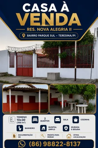 Casa à Venda no Residencial Nova Alegria II - Parque Sul, Teresina/PI