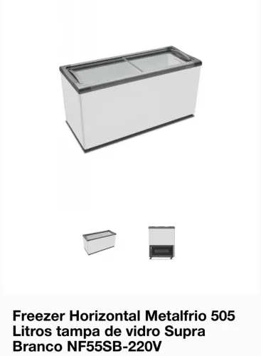 FREEZER HORIZONTAL METALFRIO 505L COM TAMPA DE VIDRO - SEMINOVO