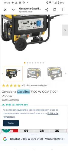 Gerador de energia a gasolina 