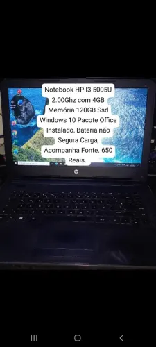 Notebook HP I3 5005U com 4GB Memória 120GB Ssd 