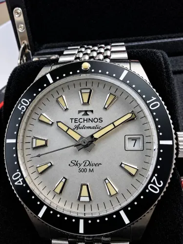 RELÓGIO TECHNOS SKYDIVER DIAL BRANCO 500m 37,5mm SW2001B
