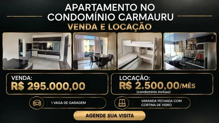 Apartamento no Condomínio Carmauru | Venda e Locação Pronto para morar, com varanda fecha