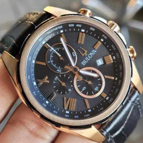 Relógio Analógico Bulova Masculino Cronógrafo Couro