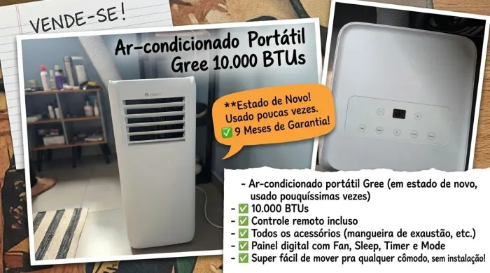 Ar condicionado portátil Gree 10mil btus novo na garantia