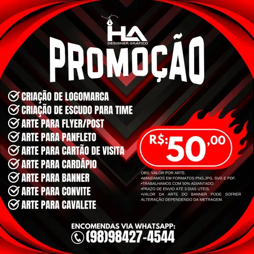 Criação de logomarca/logotipo-arte p/ cardápio-Arte p/ banner e outros em promoção