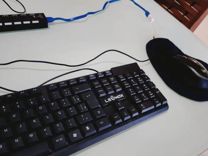 Teclado, Mouse, Régua Hub USB 7 portas