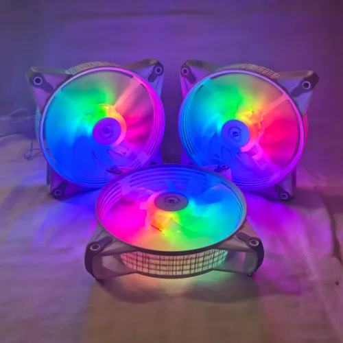 Kit 3 Ventoinhas PC Branco LED Rainbow Mancer