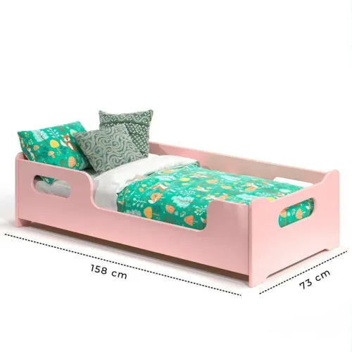 Cama montessoriana rosa infantil