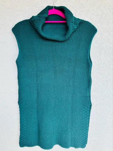 Colete alongado feminino tricô verde