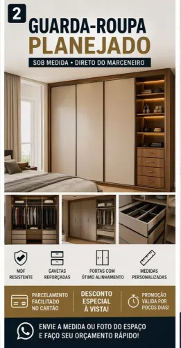 Guarda-Roupa Planejado Sob Medida - Direto do Marceneiro + Promoção