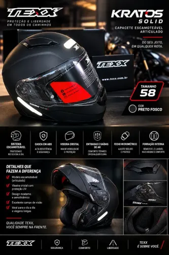 CAPACETE TEXX ARTICULADO NOVO
