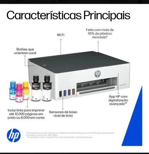 Impressora HP SMART TANK 210 colorida USB 2.0