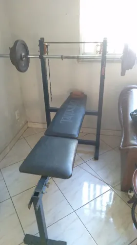 Prancha Supino Reto E Suporte Barra Regulável