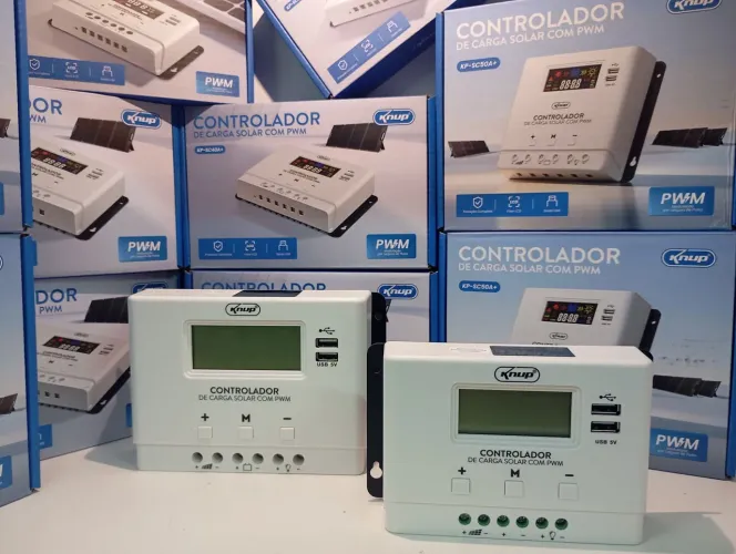 Controlador de Carga Solar PWM Knup - 20A, 30A, 40A, 50A e 60A