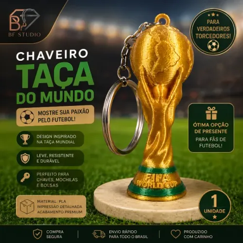 Kit 20 Chaveiros Taça Copa do Mundo Futebol