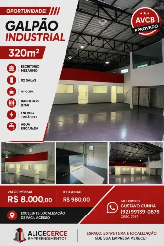 ALUGO GALPAO 380 m2 no PQ 10