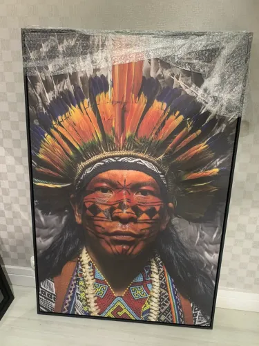 Quadro O Olhar do Guardião - Arte Ancestral Indígena