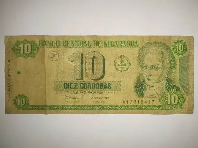 Cédula antiga Nicarágua país - Diez Cordobas
