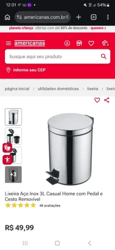 Lixeira de aço inox 3 litros