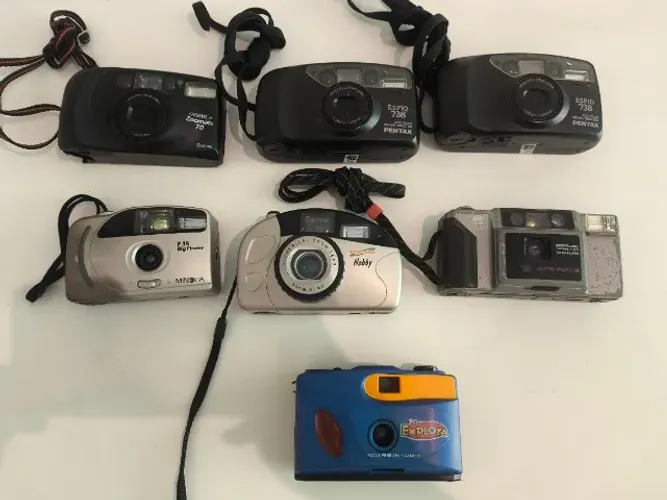 Lote de câmeras antigas (08 unidades no total) NO ESTADO SEM TESTES - DECORAÇÃO